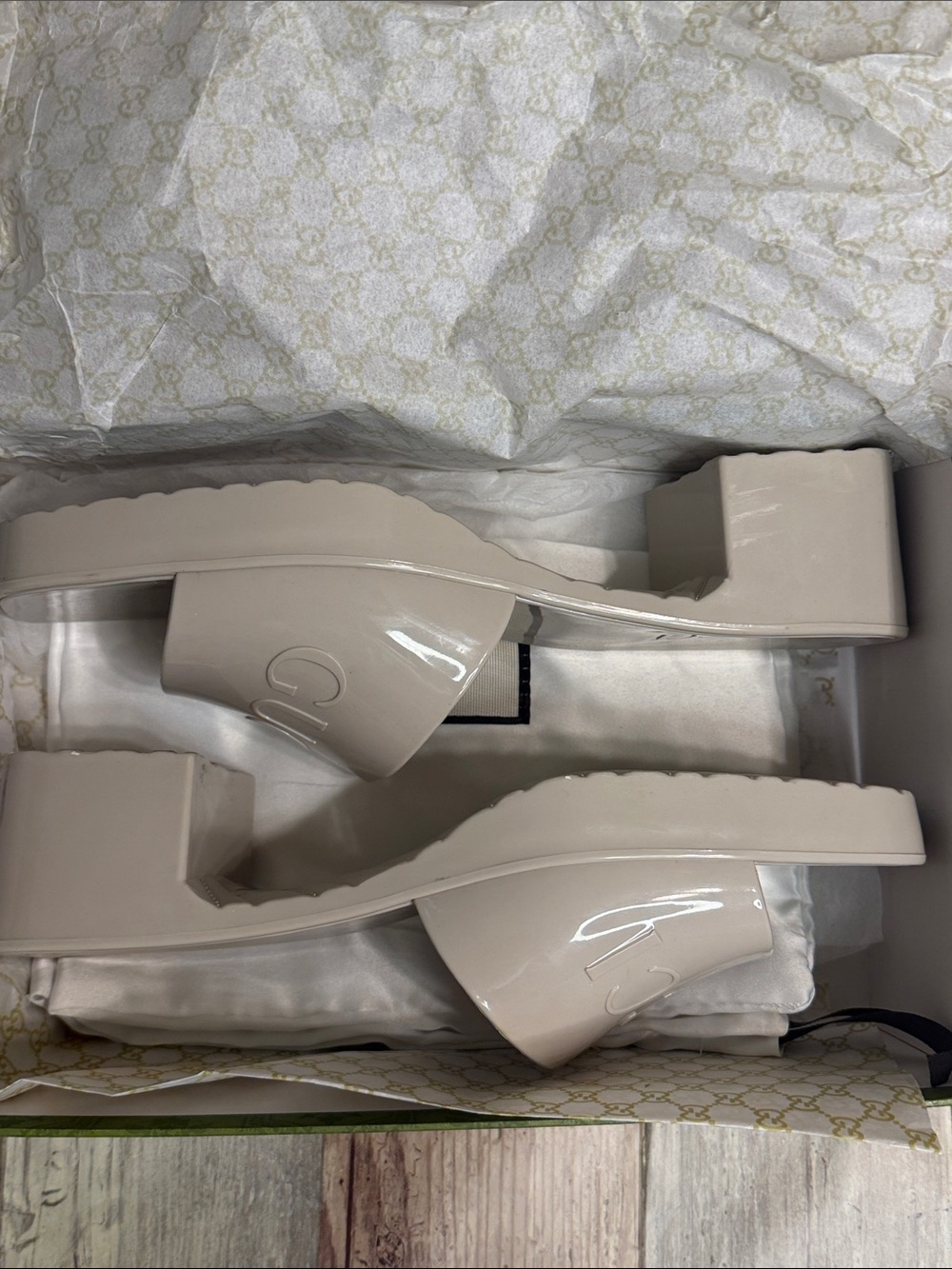 Gucci Rubber Sandal Slide Block Mules 39 - Picture 7 of 7